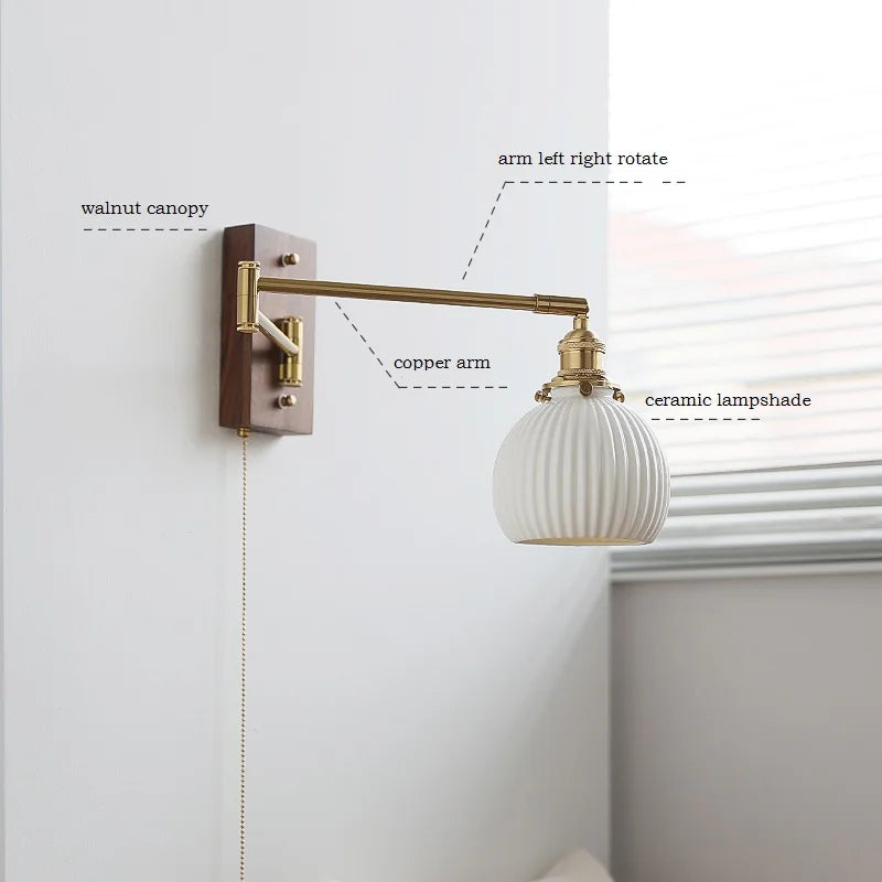 Lucienne Rotating Arm Wall Lamp Pull Chain