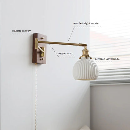 Lucienne Rotating Arm Wall Lamp Pull Chain