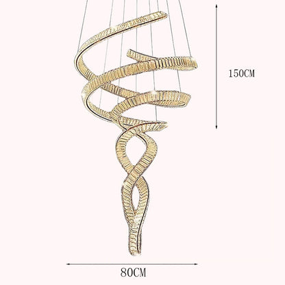 Elara Modern Crystal Stair Chandelier with LED, Remote/Touch Control