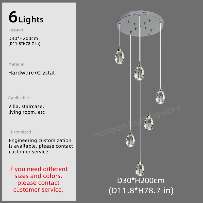 Sophie Crystal Nordic Staircase Pendant Chandelier