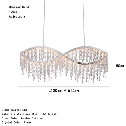 Camille Crystal Tassel Staircase Chandelier Luxury Ceiling Light