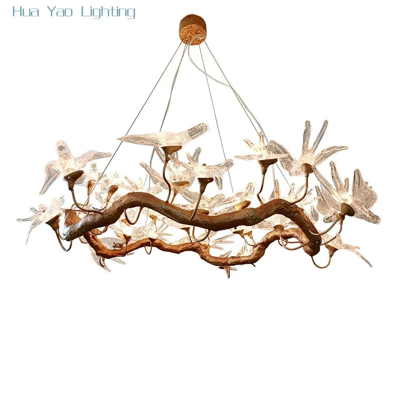 Sylvara Luxury Copper Bird Branch Chandelier