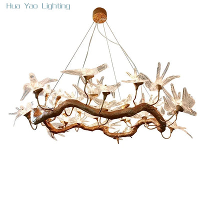 Sylvara Luxury Copper Bird Branch Chandelier