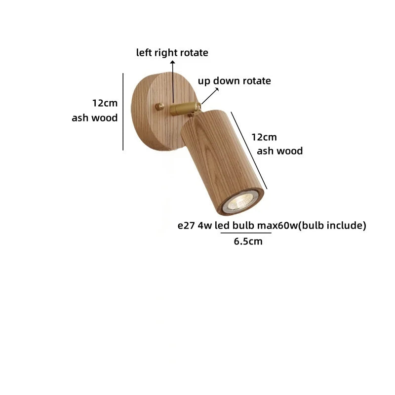 Élise Nordic Ash Wood LED Wall Lamp Pull Chain E27