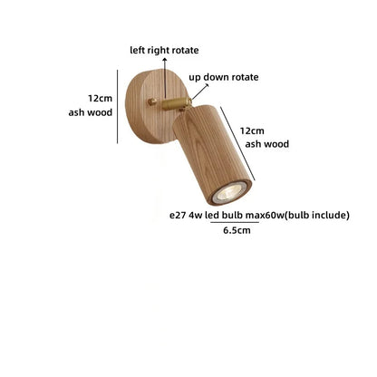 Élise Nordic Ash Wood LED Wall Lamp Pull Chain E27