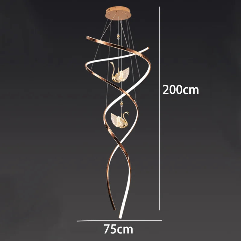 Celestine Spiral Swan LED Staircase Chandelier