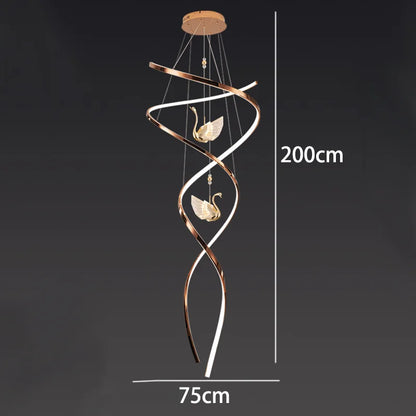Celestine Spiral Swan LED Staircase Chandelier