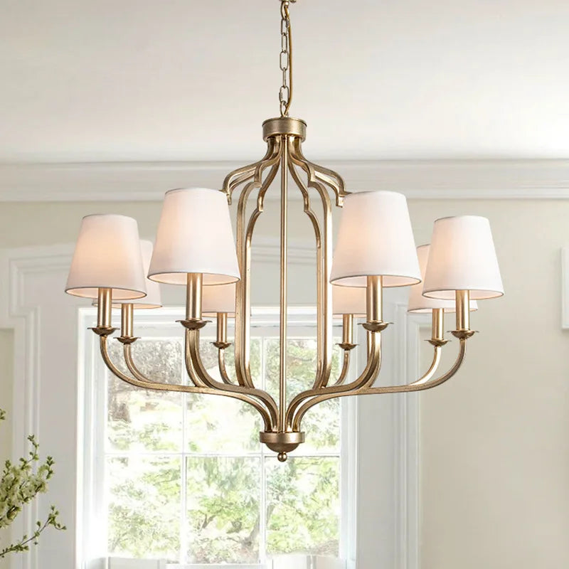 Éloise Retro Iron Fabric Shade Chandelier Ceiling Light