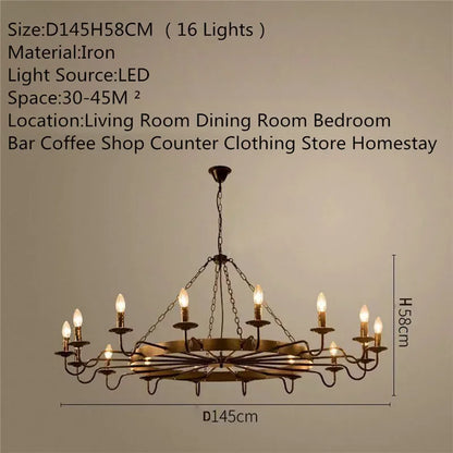 Camille Vintage Crystal Industrial Chandelier Ceiling Light