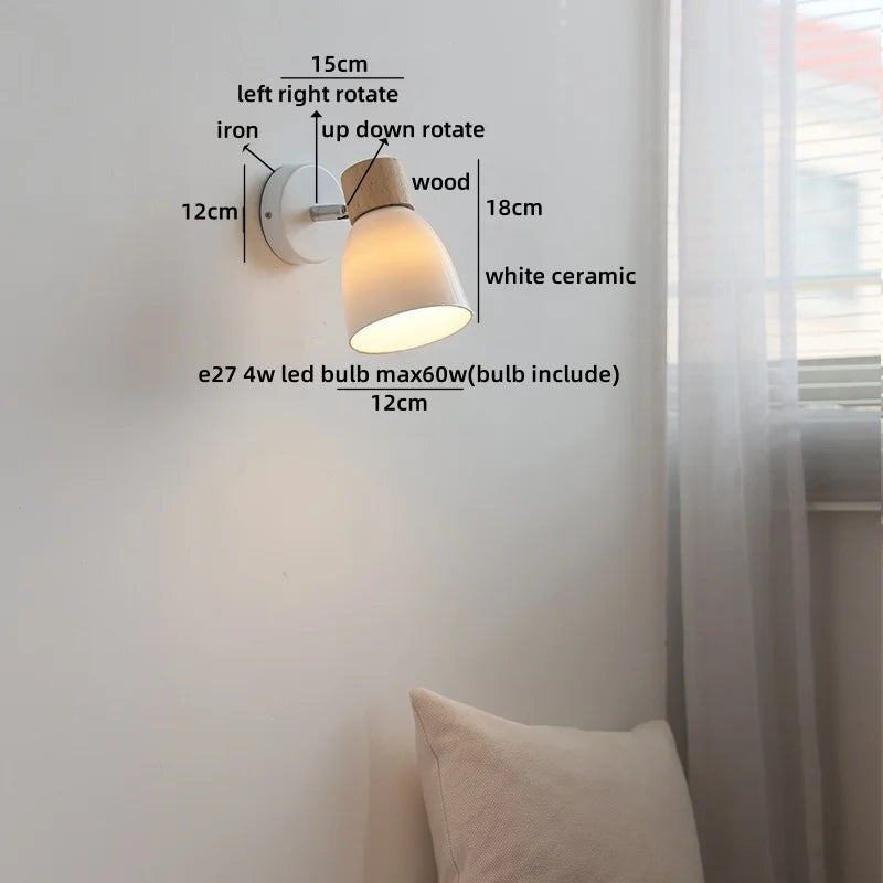Chloé Ceramic Wall Light with Wood Accent