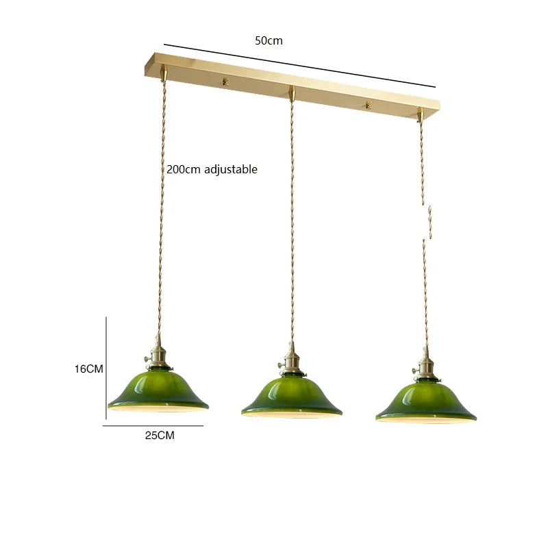 Amélie Vintage Green Glass Pendant Light