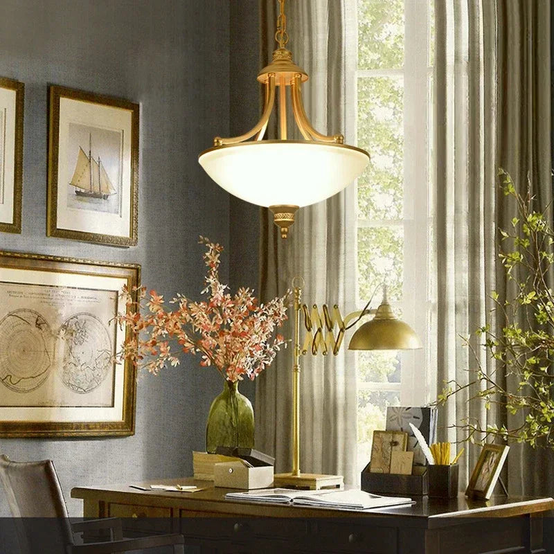 Émilie Retro Milky Glass Pendant Chandelier 3-Light