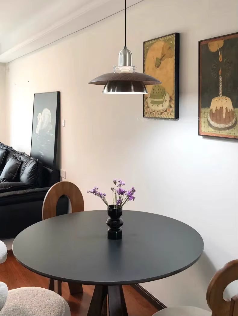 Amélie Aero Linear Wood and Metal Pendant