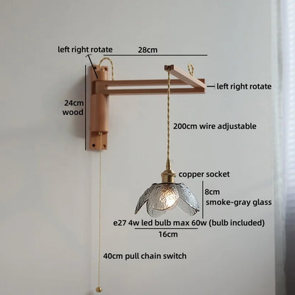Élise Glass Flower Wall Lamp Flexible Arm Nordic