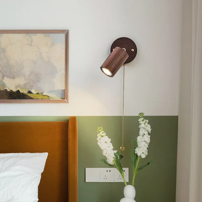 Camille Retro Walnut Wood Adjustable LED Wall Spotlight Lamp