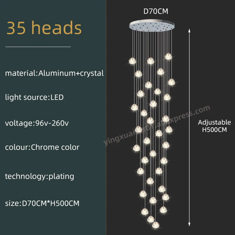 Seraphine Crystal Spiral Staircase Chandelier for Luxury Loft Interiors