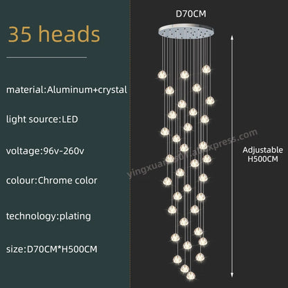 Seraphine Crystal Spiral Staircase Chandelier for Luxury Loft Interiors