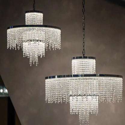 Camille Crystal Tassel Staircase Chandelier Luxury Ceiling Light