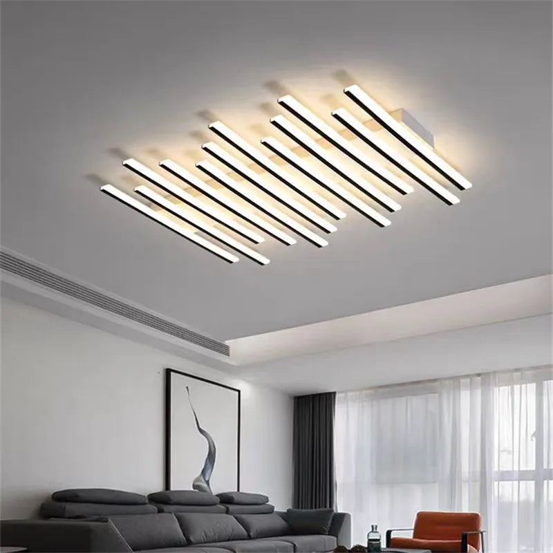 Élodie Minimalist Black Line LED Ceiling Chandelier Adjustable