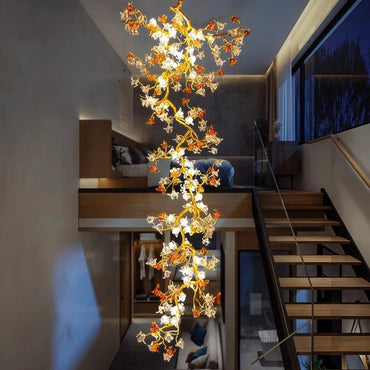 Selene Victorian Palm Crystal Chandelier, Brass Pendant Light for Villa & Hotels