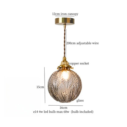 Élise Vintage Cracked Glass Copper LED Pendant Lamp Loft Style