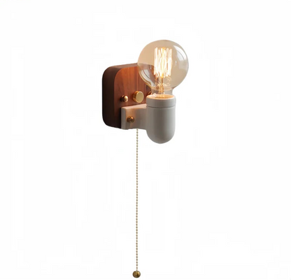 Sakura White Ceramic Walnut Wood LED Wall Lamp Japan Style