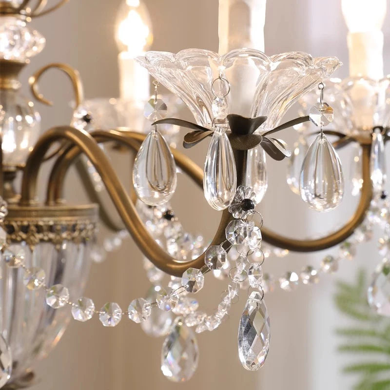 Camille French Crystal Candle Flush Mount Luxury Chandelier