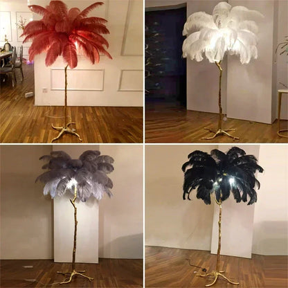 Camille Modern White Pink Feather Floor Lamp Romantic Foyer Decor Light