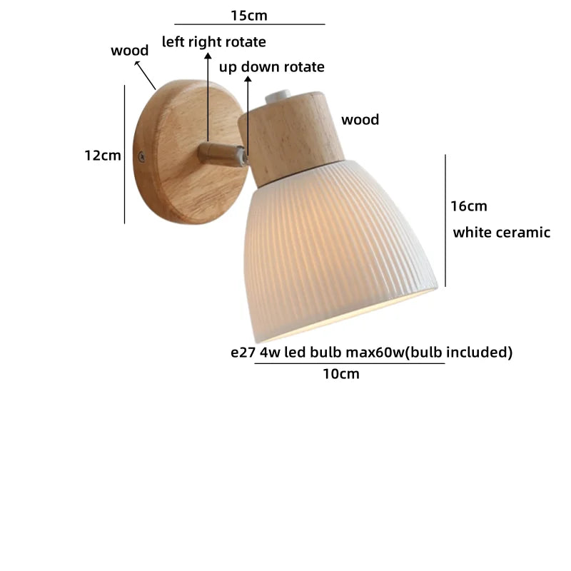 Lucienne Amber Glass Wood Wall Light
