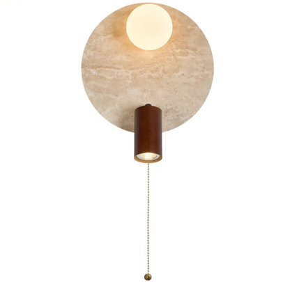 Sophie Yellow Travertine Wood LED Wall Lamp Wabi Sabi