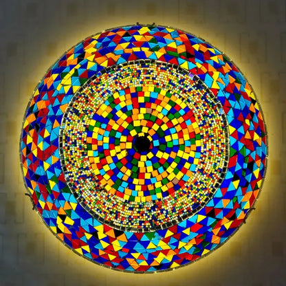 Madeleine Tiffany Stained Glass Ceiling Lamp Blue LED