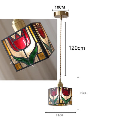 Camille Retro Colorful Glass Pendant Chandelier E27 Light