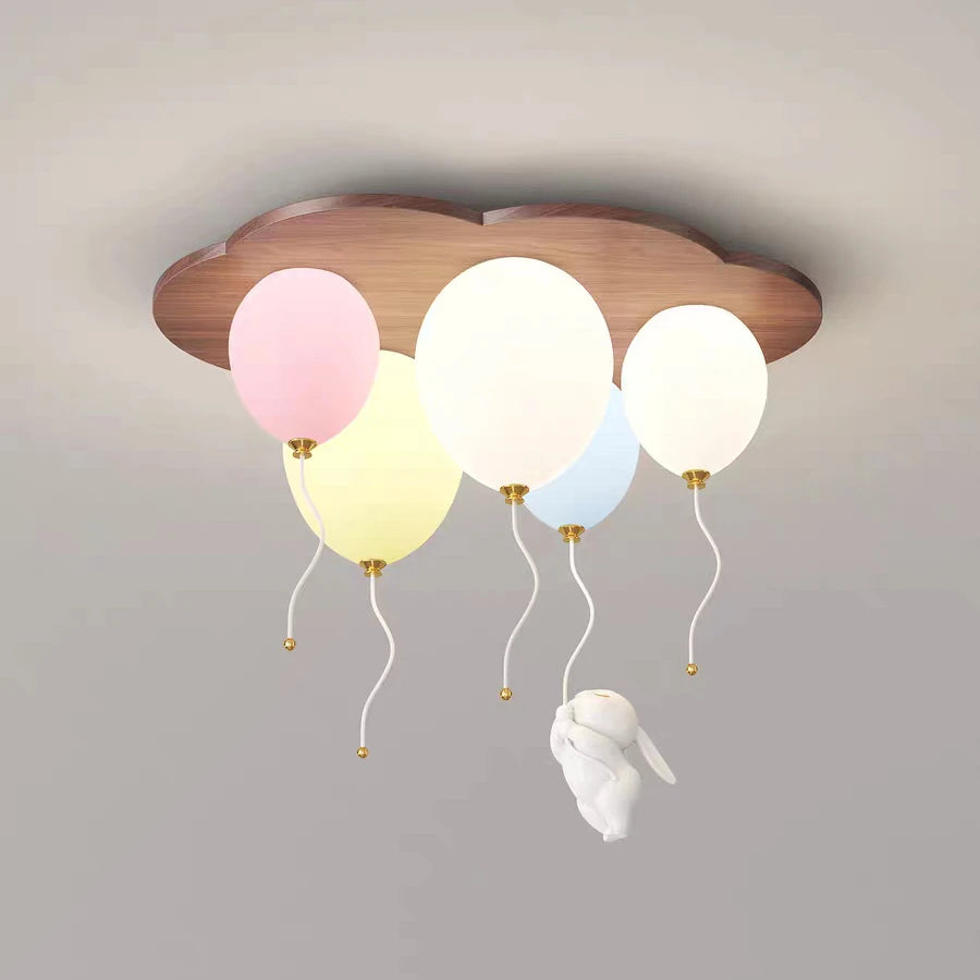 Amélie Cloud Balloon Wooden LED Ceiling Light Kids Room Dimmable