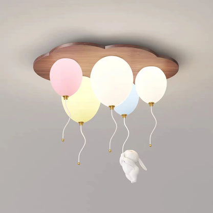 Amélie Cloud Balloon Wooden LED Ceiling Light Kids Room Dimmable