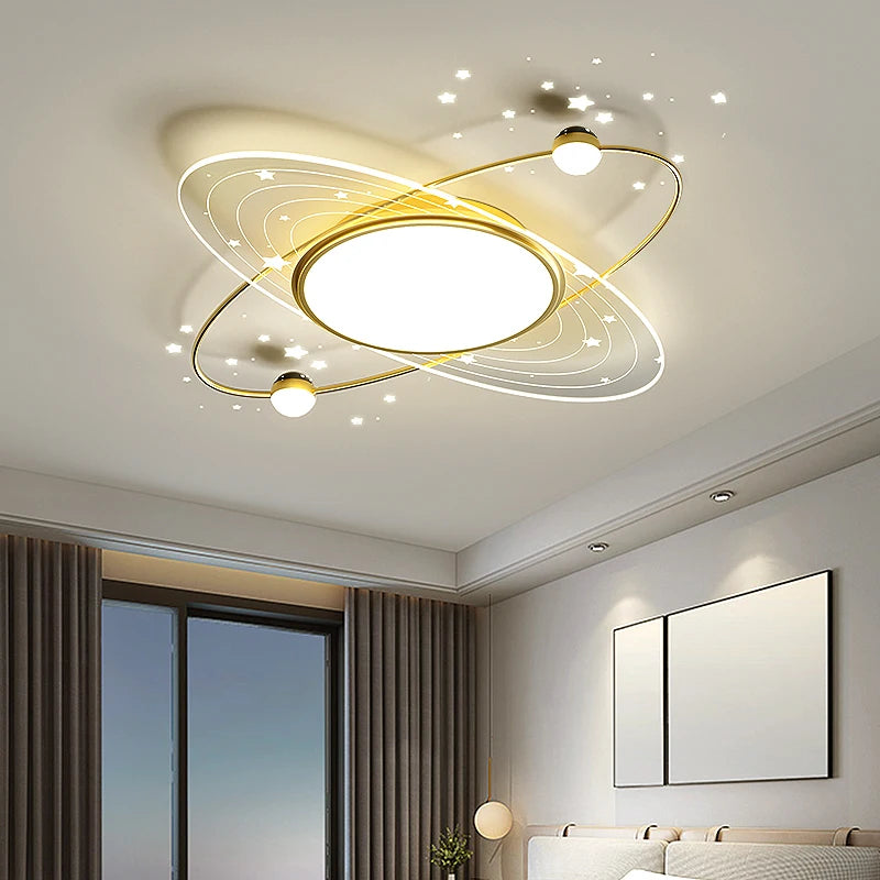 Sophie Modern Gold LED Ceiling Lamp Remote Dimmable Living Bedroom Light