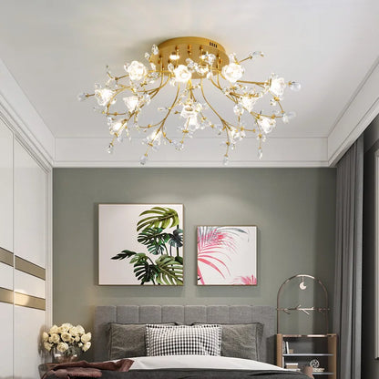 Eléonore Gold Crystal Branch Tree Ceiling Light