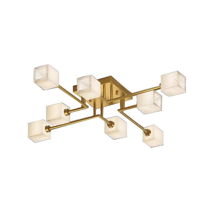 Sophie Postmodern Marble Brass Square Ceiling Lamp Luxury Living Light