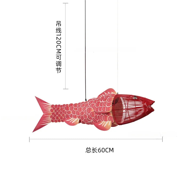 Koi Artisan Bamboo Fish Pendant Light