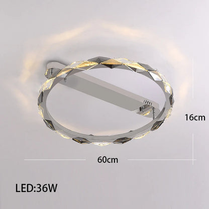 Élodie 2025 Modern Ring Crystal LED Dimmable Ceiling Chandelier Silver Decor Light