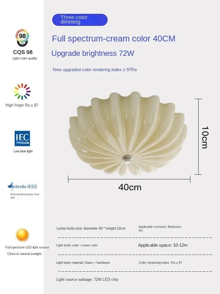 Éloise Medieval Cream Glass Pumpkin Ceiling Light