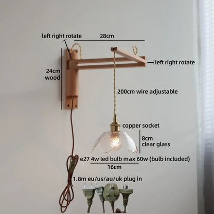 Élise Glass Flower Wall Lamp Flexible Arm Nordic