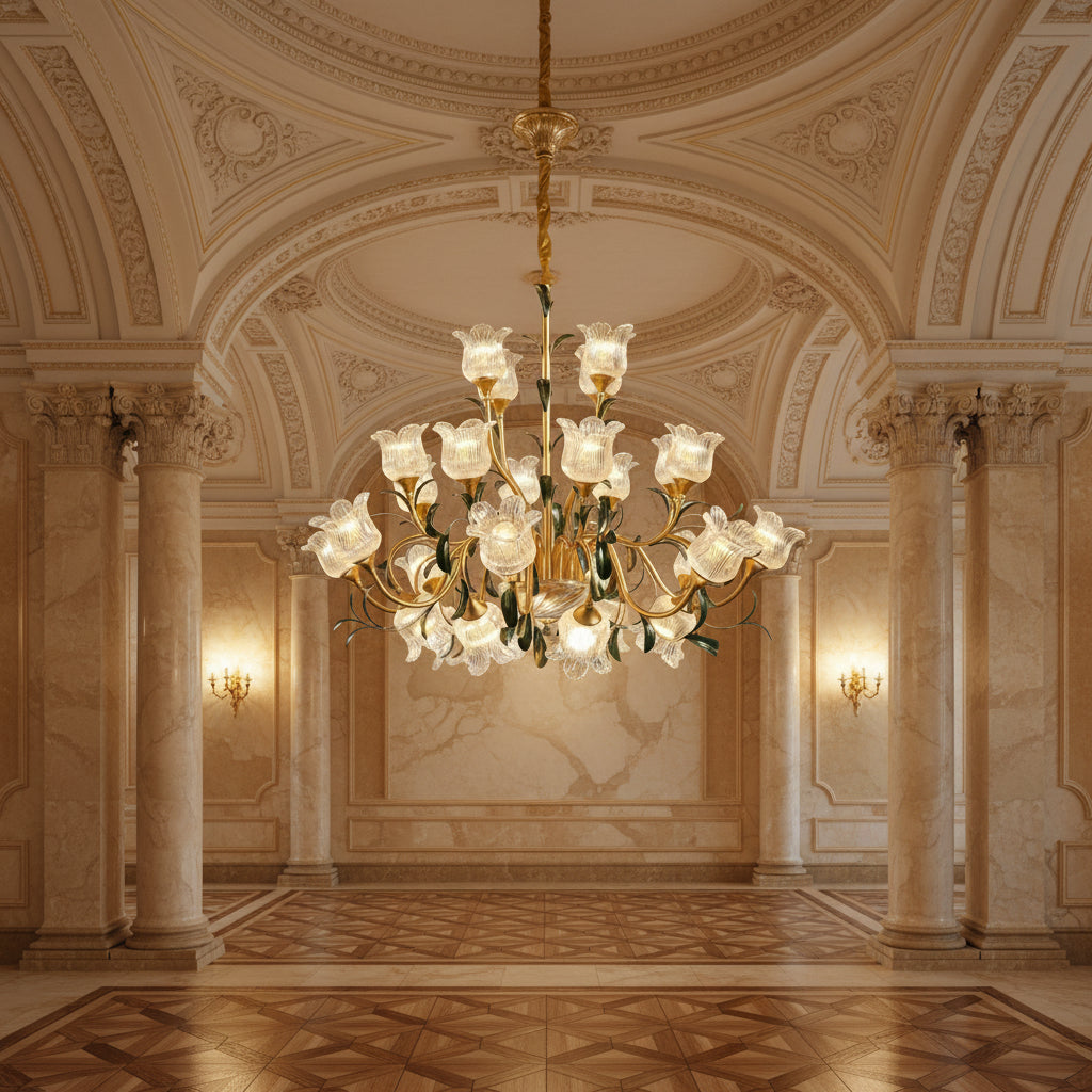 Élise French Retro Crystal Cream Flush Pendant Light