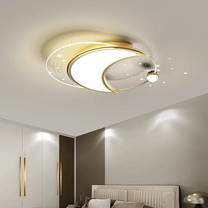 Sophie Modern Gold LED Ceiling Lamp Remote Dimmable Living Bedroom Light