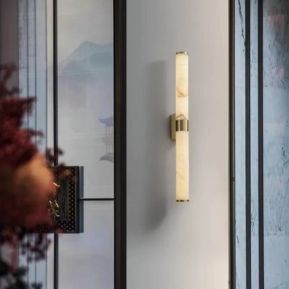 Camille Spanish Marble Gold Copper Cylindrical Wall Sconce Light