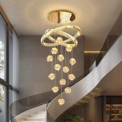 Aurielle Crystal Cascade Spiral Staircase Chandelier