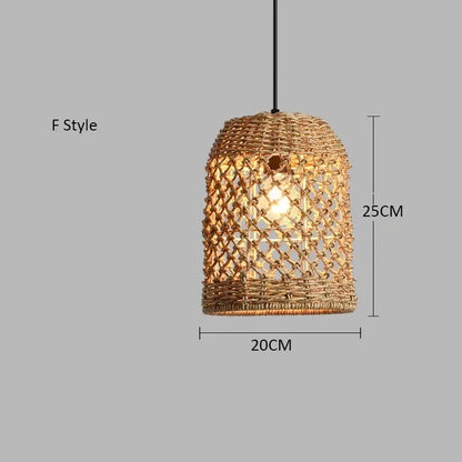 Élise Japanese Rattan Pendant Light E27 Woven LED Chandelier Beige