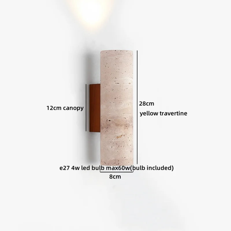 Élise Yellow Travertine LED Wall Lamp Japan Style Luxury