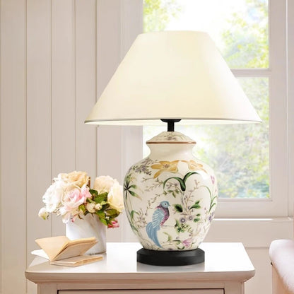 Flower and Bird Ceramic LED Floor Lamp for Bedroom and Living Room