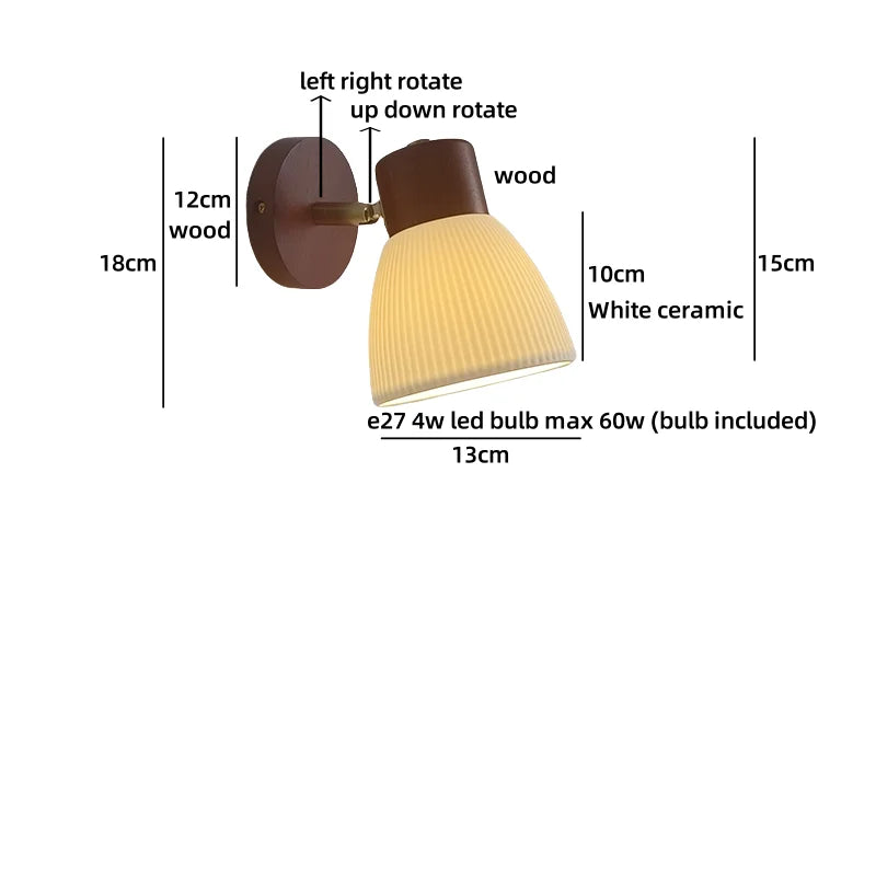 Élodie White Ceramic Iron LED Wall Lamp Switch Nordic