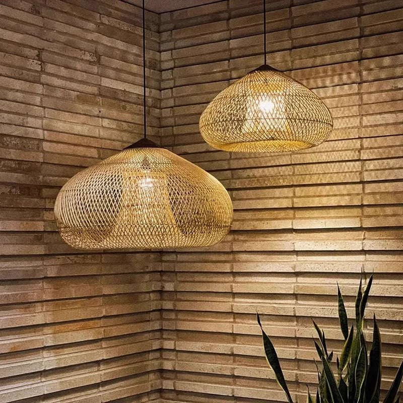 Sophie Wabi Sabi Rattan Pendant Lamp E27 Boho Dining Light